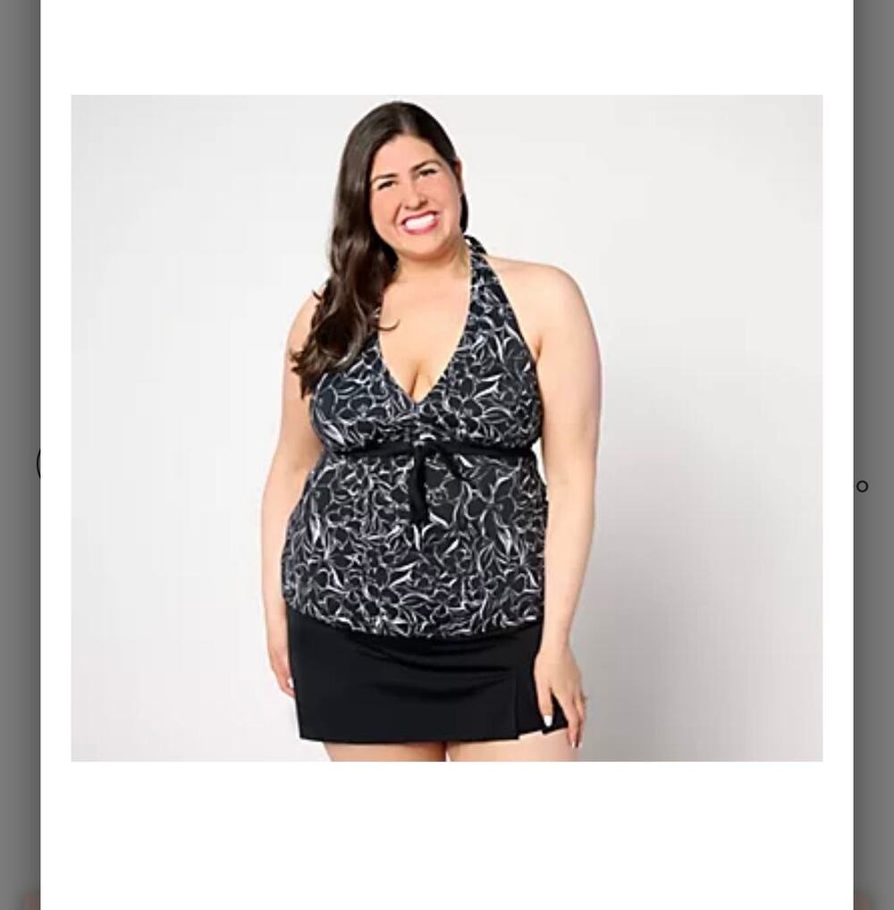 Kim Gravel x Swimsuits For All Halter Tankini &  Skort black floral bliss 12